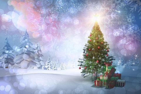 Christmas Tree Winter Snowflake Photo Backdrop