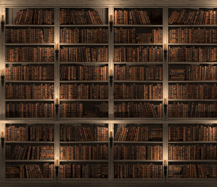 Library Bookshelves Old Books 3D Rendering Backdrop