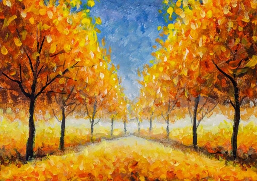 Painting Fall Yellow Forest Photography Backdrop