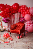 Valentine's Day Red Balloons Decoration Backdrop