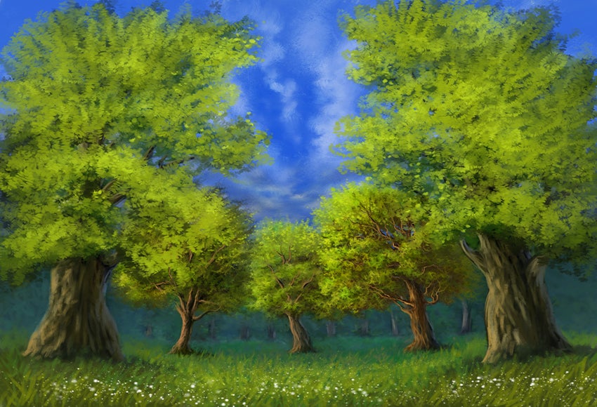 Green Tree  Fine Art Painting  Photo Booth Backdrop