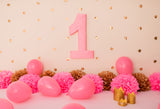 1st Birthday Pink Balloon Backdrop for Baby Photography SH-940