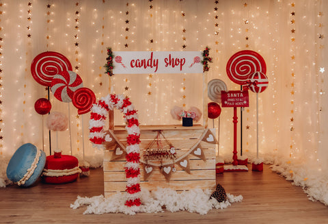 Candy Shop Christmas Backdrop for Photography