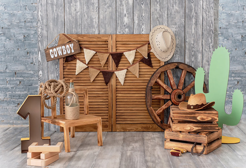 Cowboy Theme 1st Birthday Decoration Backdrop 