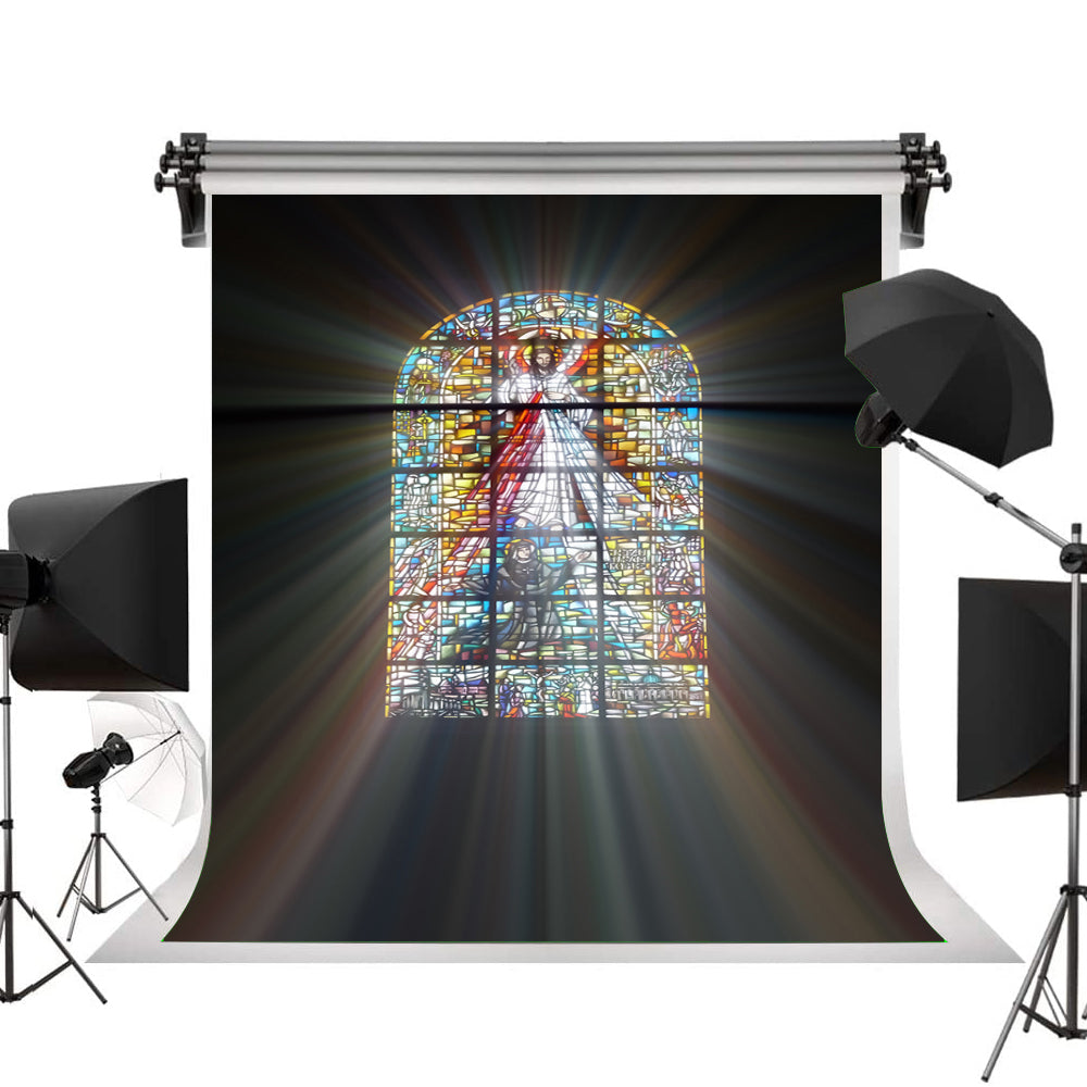 Biblical Stained Glass Light Rays Religious Backdrop