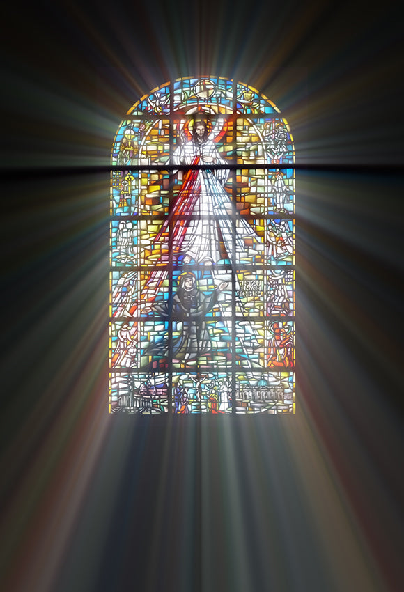 Biblical Stained Glass Light Rays Religious Backdrop SH-986