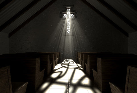 Religious Church Crucifix Shape Window Backdrop SH-989