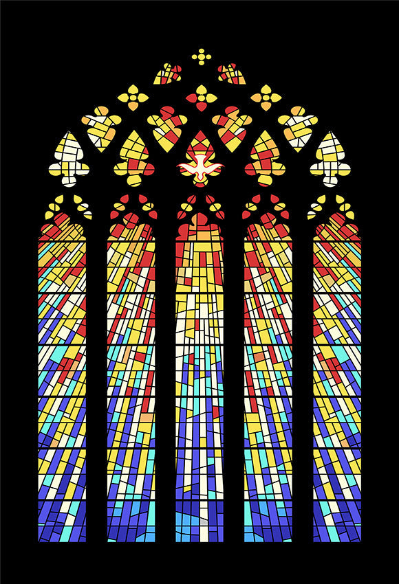 Ancient Church Stained Glass Window Backdrop SH-999