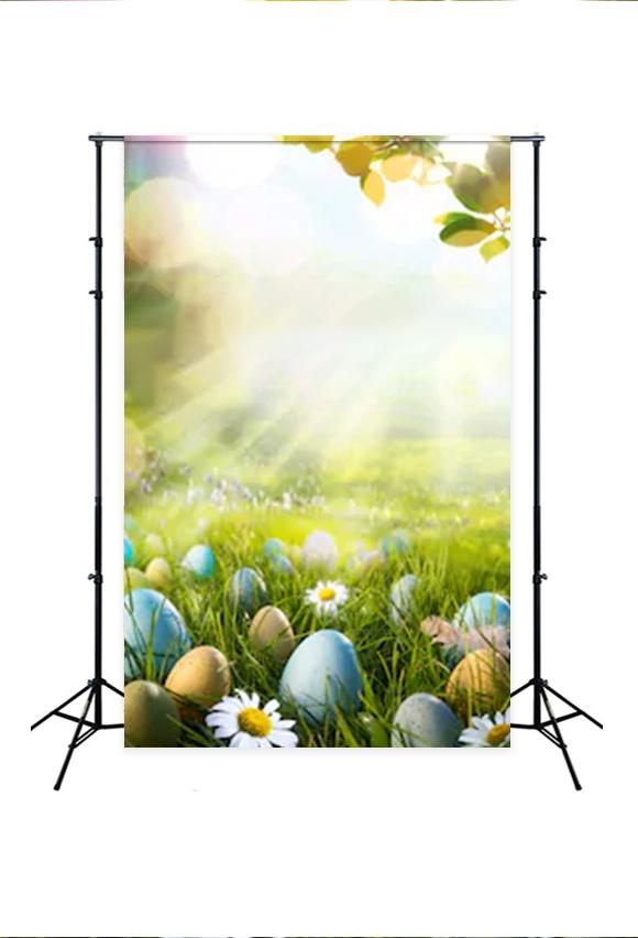 Happy Easter Day Spring Green Grass Easter Eggs Backdrop for Photography SH030