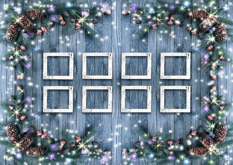 Christmas Decoration Gray Wood Wall Photography Backdrop