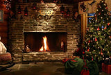 Christmas Backdrop Xmas Tree UK Fireplace ST-444