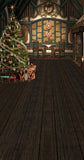 Christmas Tree Gift Wood House Photo Booth backdrop UK  ST-452