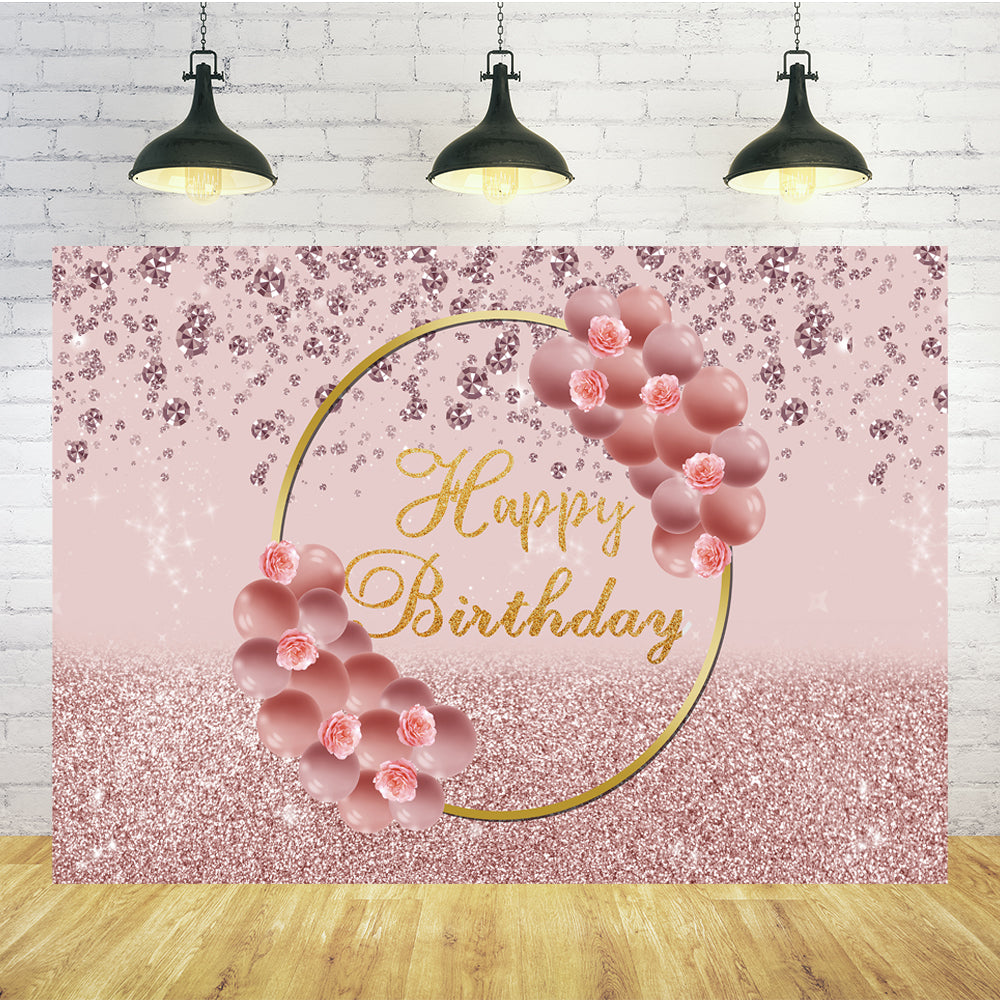 Rose Gold Sparkling Diamond Garland Birthday Backdrop TKH1533