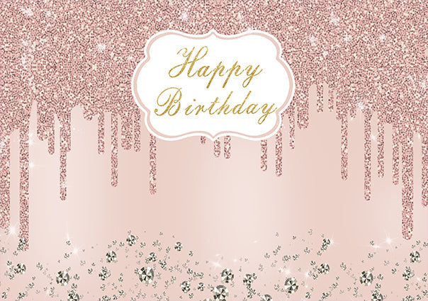 Sparkling Diamond Rose Gold Birthday Custom Backdrop TKH1536