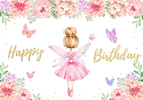 Little Angel Butterfly Birthday Photography Backdrop UK TKH1538