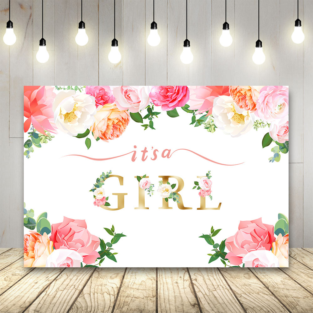 Flowers Custom Backdrop for Gender Reveal Party TKH1541