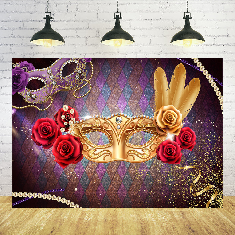 Sparkling  Mardi Gras Party Photography Backdrop TKH1544