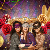 Ball Mask Rose Champagne Balloons Party Backdrop