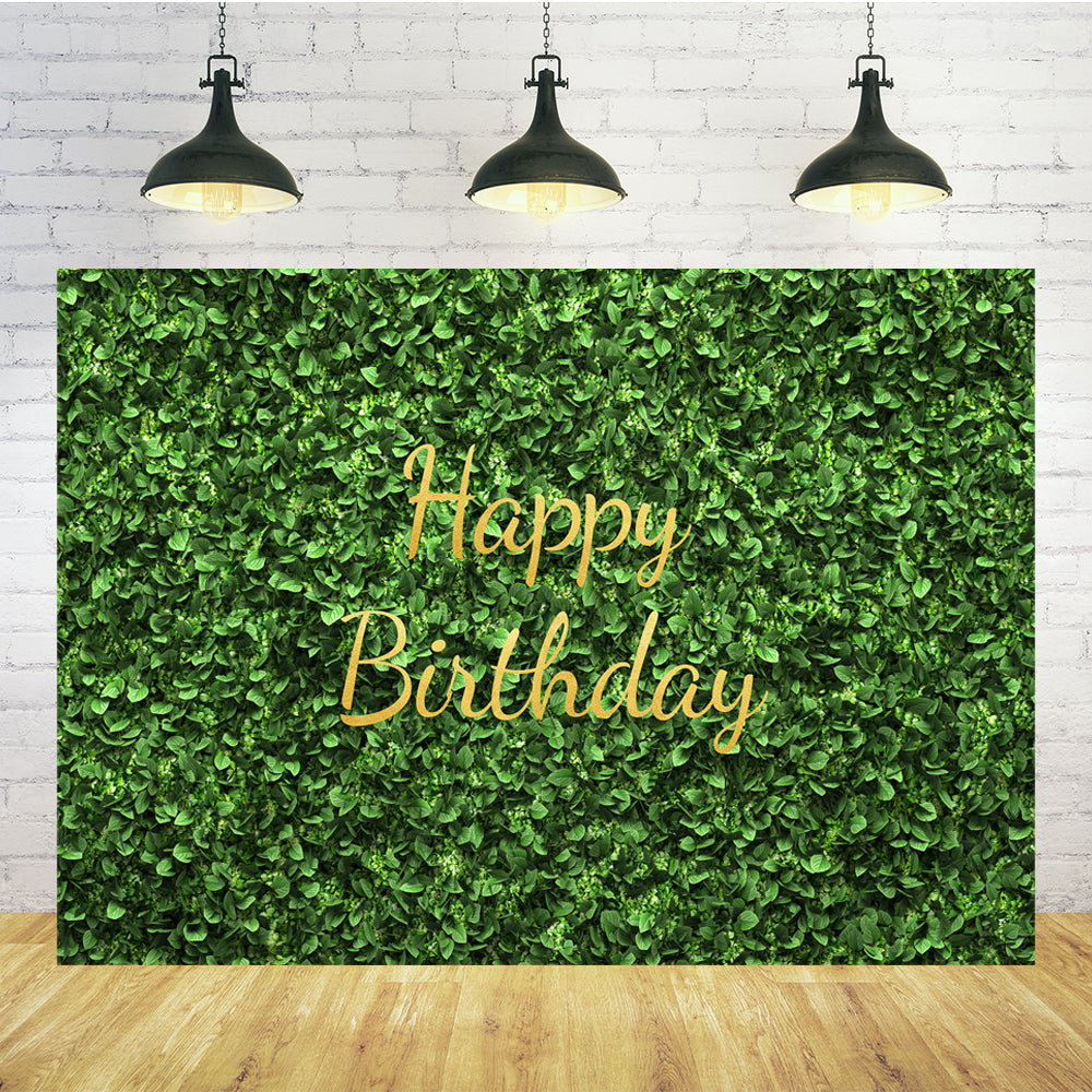 Green Leaves Wall Birthday Photo Backdrop TKH1550