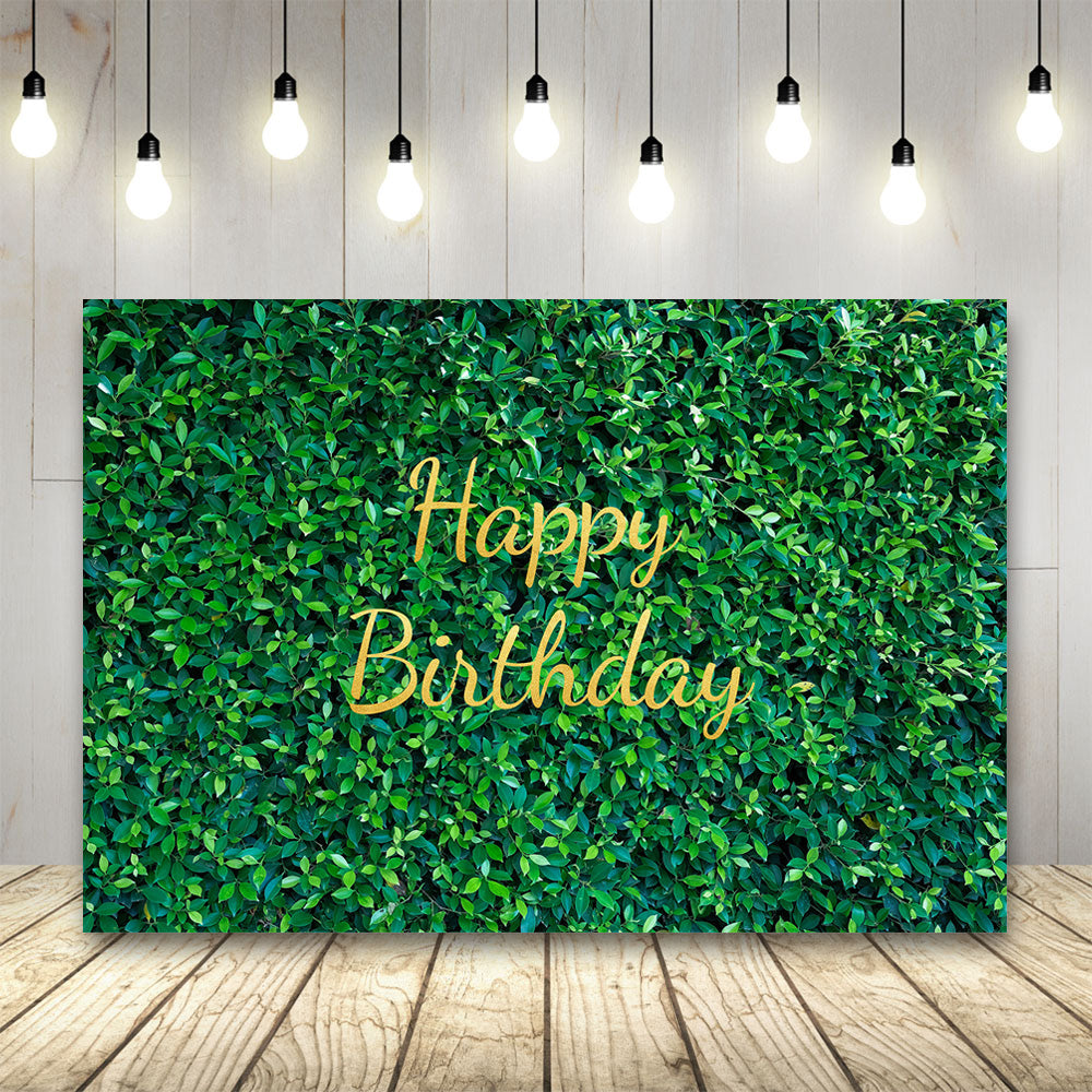 Custom Birthday Green Leaves Wall Backdrop TKH1552