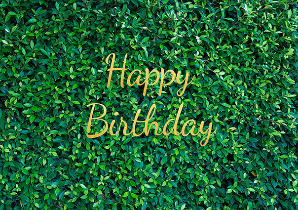 Custom Birthday Green Leaves Wall Backdrop TKH1552