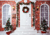 Christmas Decorated House Door Wreath Backdrop TKH1561