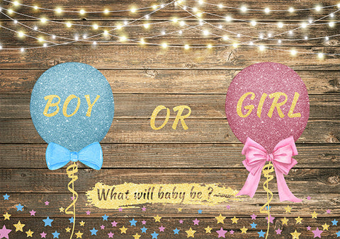 Blue And Pink Bow Gender Reveal Baby Shower Backdrop