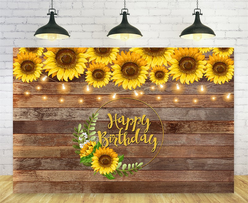 Sunflower Birthday Party  Wood Bakckdrop TKH1602