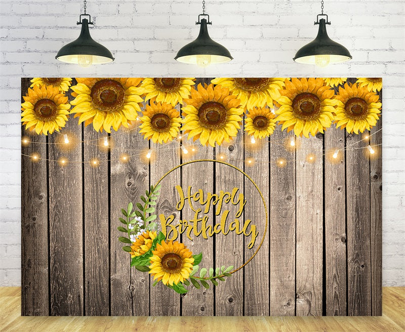 Happy Birthday Sunflower Decor Party Bakckdrop