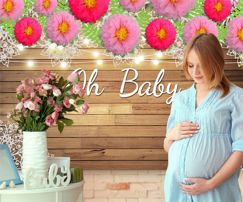 Oh Baby Floral Baby Shower Photo Backdrops