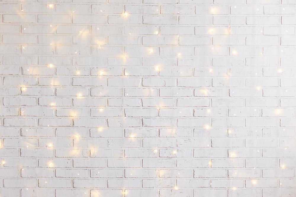 Xmas Lights White Brick Wall Backdrop for Photography DBD-19230