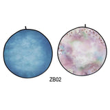 Collapsible Double-sided Round Floral /Blue Backdrop 5x5ft(1.5x1.5m) ZB02