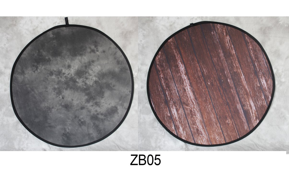 Round Black Abstract Texture/Wood  Collapsible Double-sided Backdrop  5x5ft(1.5x1.5m) ZB05