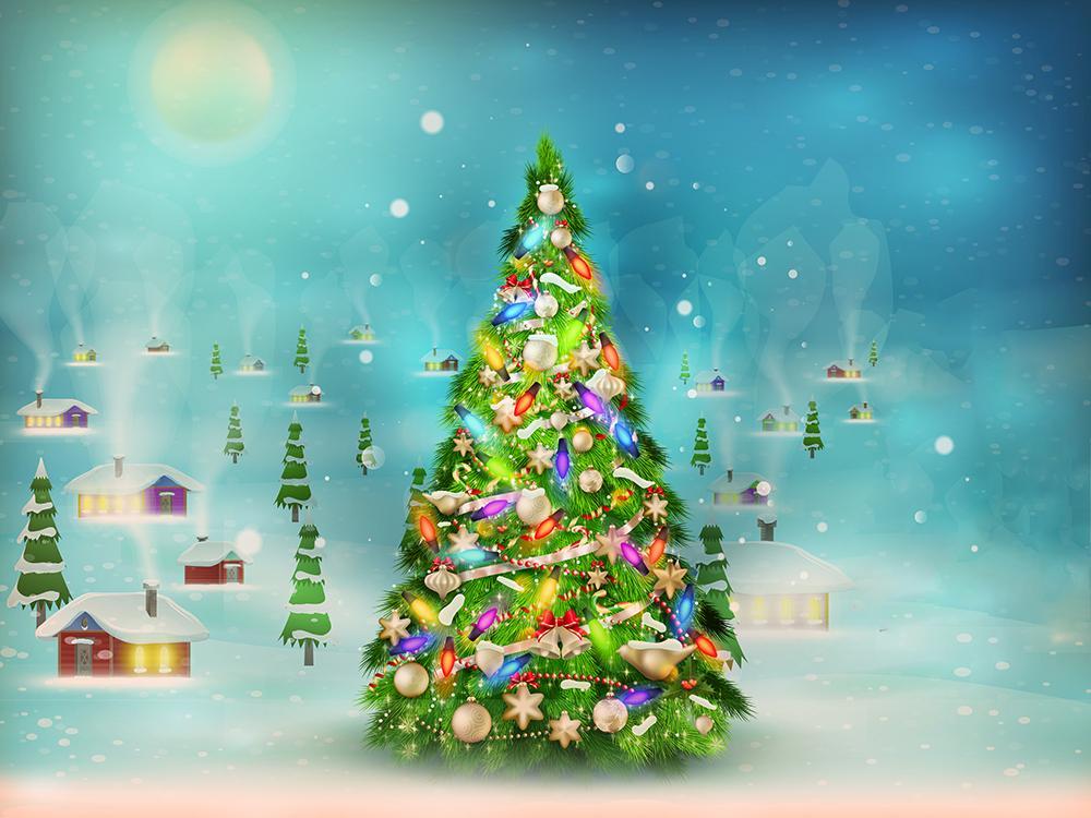 Christmas Trees Blue Bokeh Backdrop UK for Studio DBD-H19170 ...