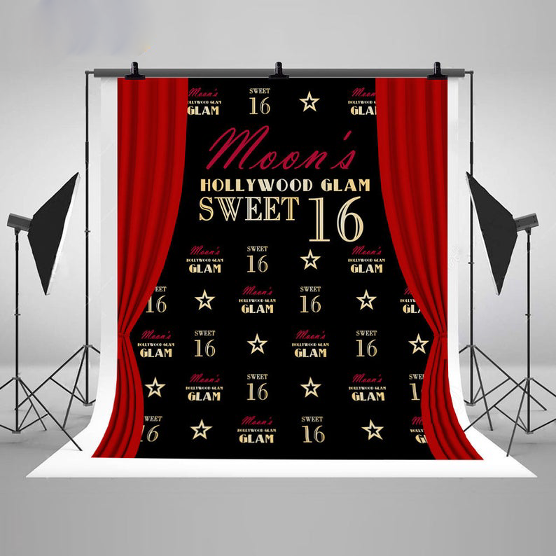 Sweet 16 CUSTOM backdrop UK Birthday Banner Photo Booth DBD21