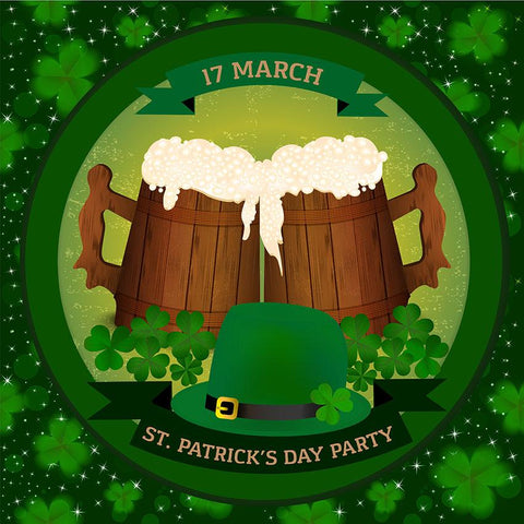 Saint Patrick's Day Backdrop Bear Clover Green Background  LV-1328