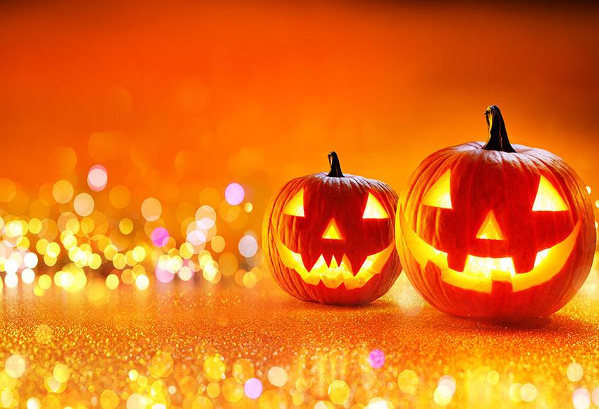 Halloween Pumpkin Lights Sparkling Bokeh Backdrop