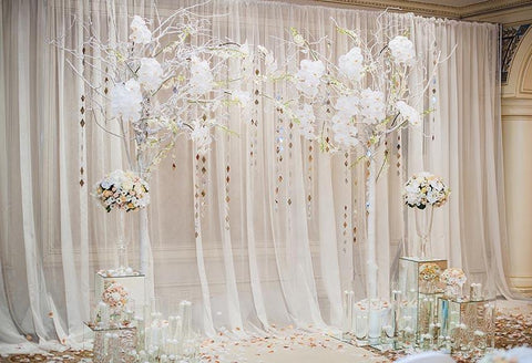 White Curtain Flowers Decoration Room Backdrop for Photography  LV-189
