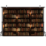 Mysterious Library with Candle Lighting Bookshelf Backdrop lv-608