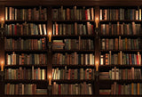 Mysterious Library with Candle Lighting Bookshelf Backdrop