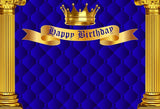 Royal Blue Happy Birthday Personalized Photography Backdrop LV-639