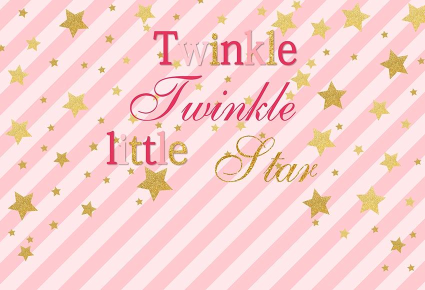 Twinkle Twinkle Little Star Theme Girl Baby Shower Photo Backdrop LV-727