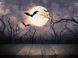 Moonlight Background Flying Bats and Trees Halloween Backdrops IBD-H19135
