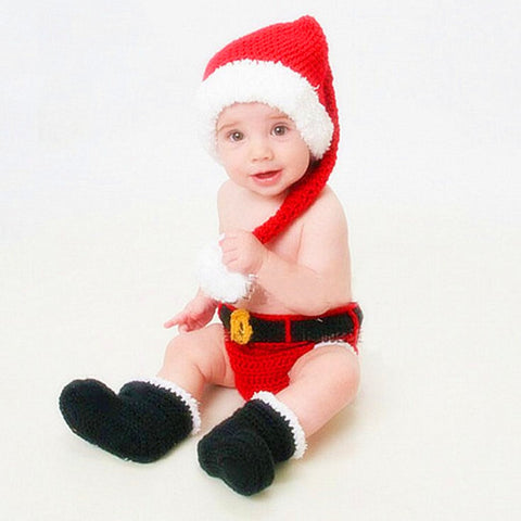 Newborn Baby Christmas Santa Knitted Crochet Photography Prop Costume Outfits