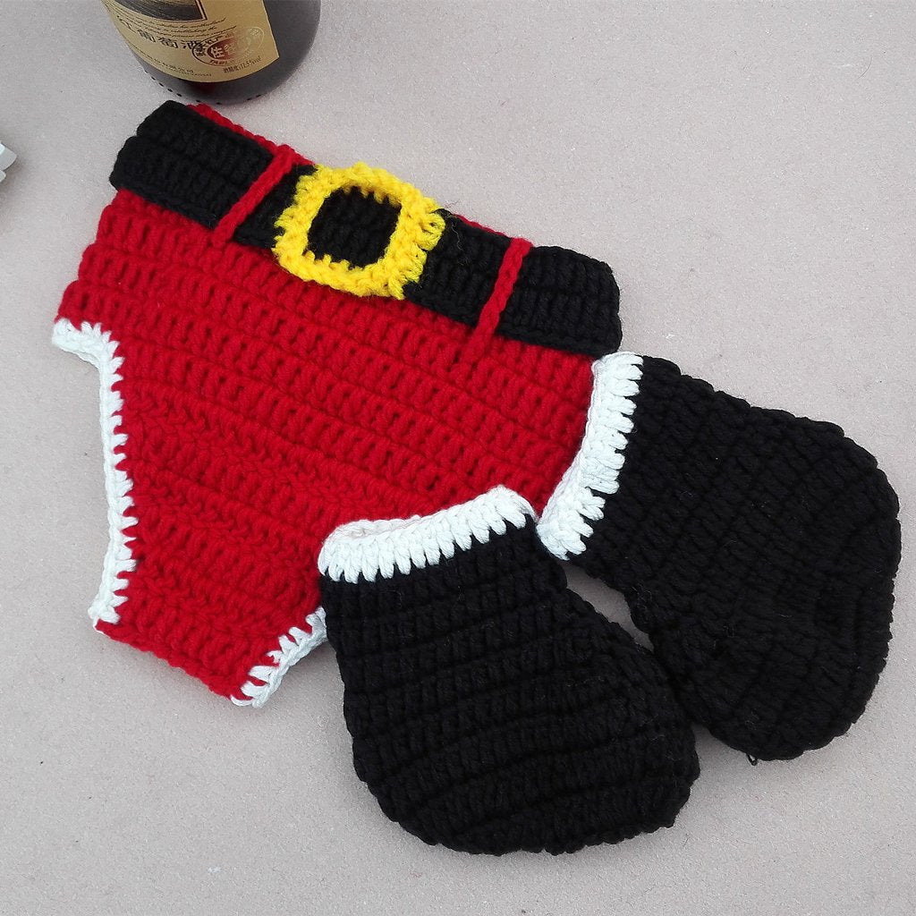 Newborn Baby Christmas Santa Knitted Crochet Photography Prop Costume Outfits