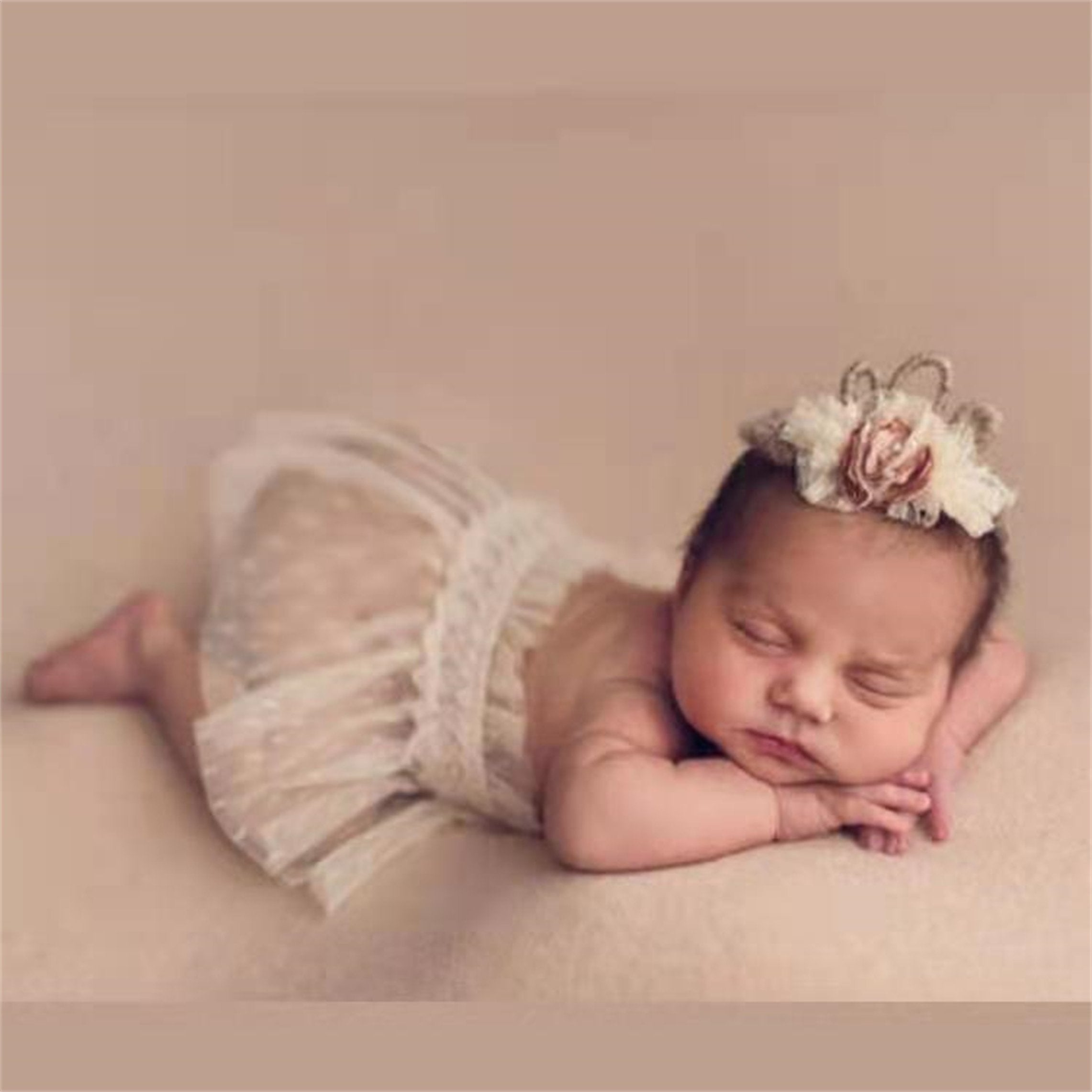 Newborn Baby Girl  Lace Dress Crown Photography Props