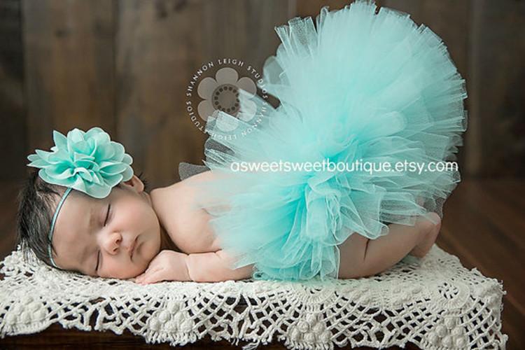 Newborn Photography Props Tutu Skirt Dress with Matching Headband for Baby Girl