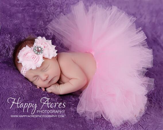 Newborn Photography Props Tutu Skirt Dress with Matching Headband for Baby Girl