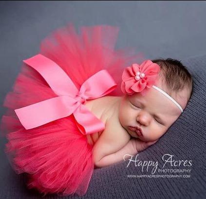 Newborn Photography Props Tutu Skirt Dress with Matching Headband for Baby Girl