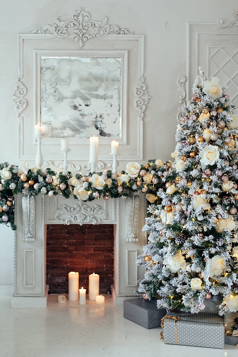 Christmas White Room with Decoration Photography Backdrops DBD-P19188